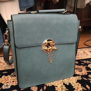 Ecosusi  Cornelia Vintage style Light Blue Small Flap Backpack/Crossbody bag
